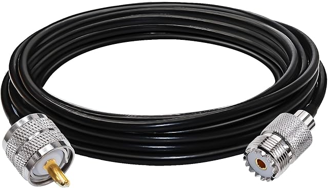 TUOLNK UHF Female to UHF Male Extension Cable SO239 RF Coax Cable RG58 PL259 Low Loss Coaxial Cable for Two Way Radio/CB Radio/Wireless LAN Devices UHF Cable 16.4ft(5M)