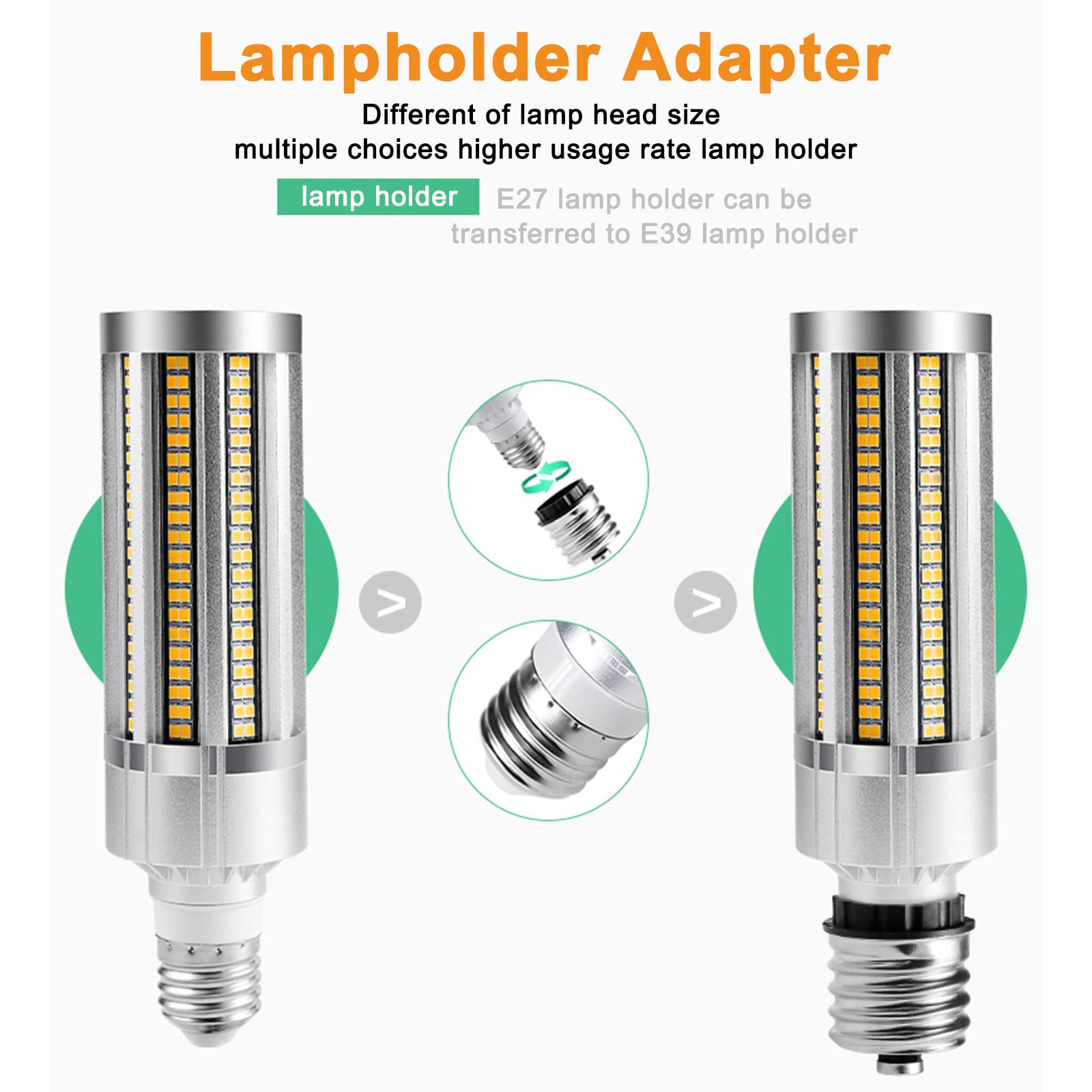 Bombillas LED De Maíz De 25W,187 LED Grado Comercial Super Brillante 6000K 3000 Lúmenes,Adaptador De Portalámparas E27 E39 Adecuado para Garaje, Taller, Cobertizo, Picnic, Camping,Blanco