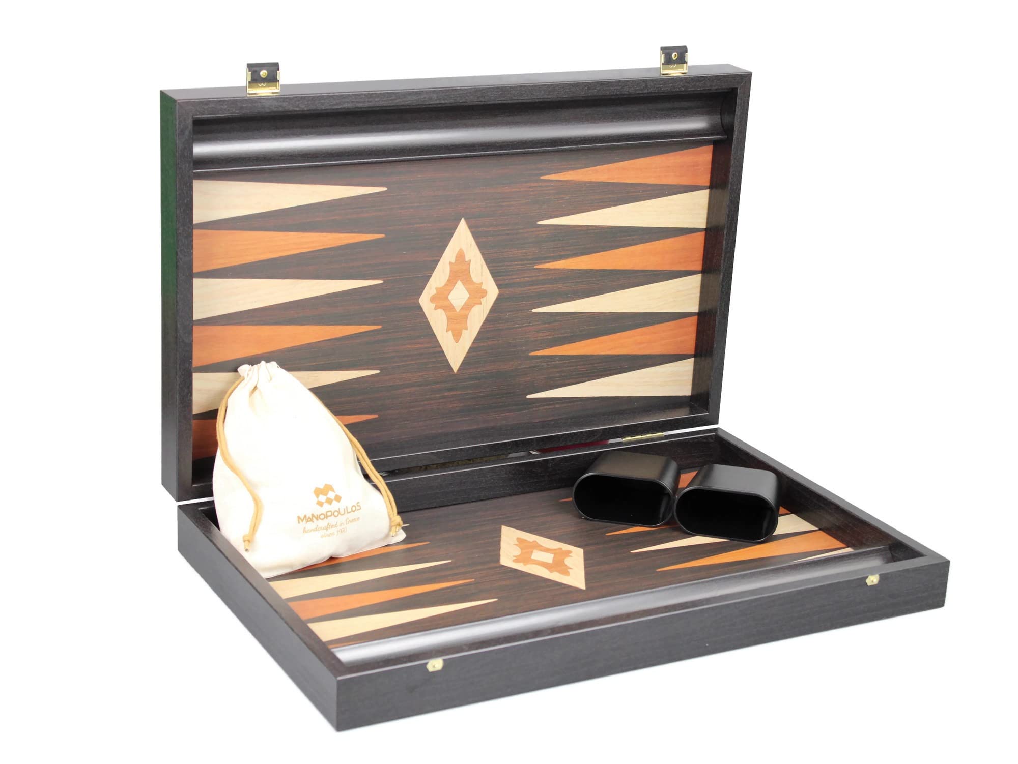 Manopoulos Backgammon Set Wengè & Rovere 23 pollici Rack di stoccaggio inclusi