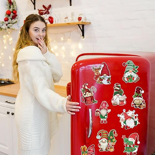 Miniatura 5 de 12 imanes de gnomo de Navidad para nevera, gnomo de Navidad, decoración de imanes de gnomo para puerta, refrigerador, buzón, garaje, decoración de