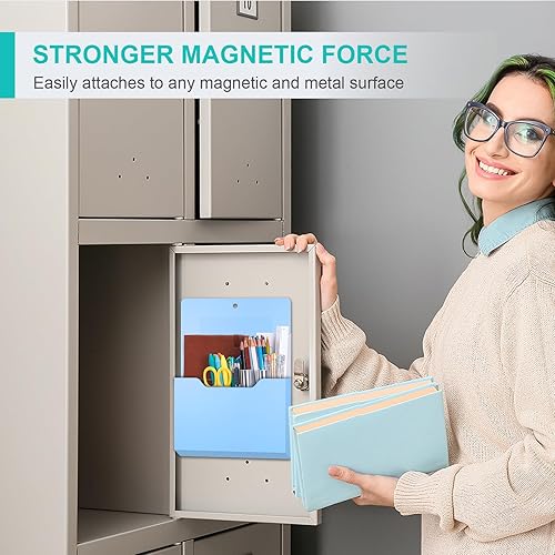 Miniatura 6 de Organizador magnético para archivos de pared, 6 soportes magnéticos para papel, organizador de bolsillo magnético de gran tamaño, soporte magnético
