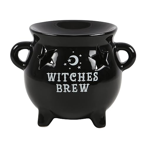 Black Cauldron Oil Burner Tealight Candle Holder with cut-out star