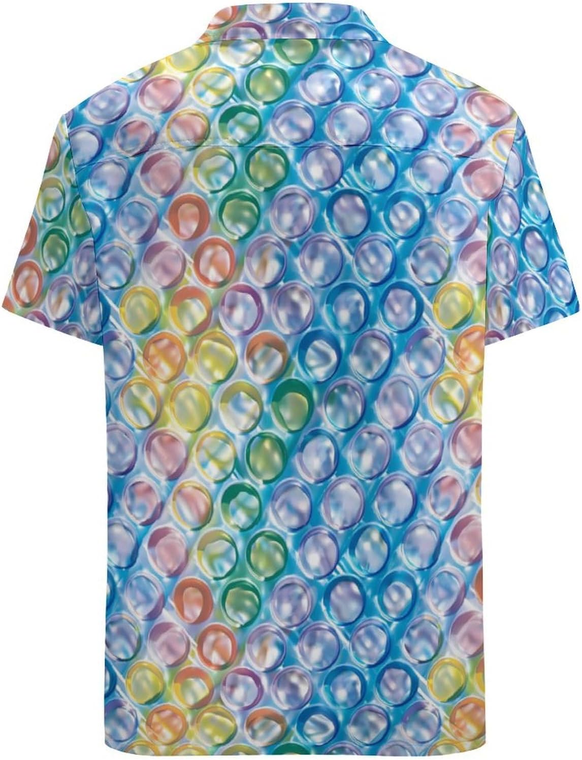 Colorful Bubble Wrap Men's Short Sleeve Shirts Casual Novelty Printed Button Down Tops