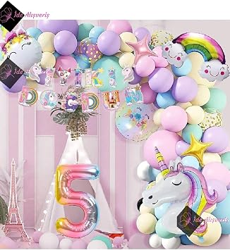 Bkmc 5 Ya  Karakterli Unicorn Temal  Iyi Ki Do dun Makaron Balon Do um G n  Parti Kutlama Seti bmcNM346