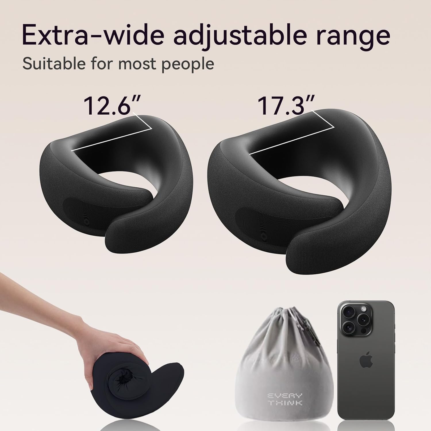 Travel Pillow - Memory Foam Neck Pillow Airplane, Neck Travel Airplane Pillow for Long Flight, Portable Travel Essentials, 360º Ergonomic Support, Machine Washable, Black - Image 2