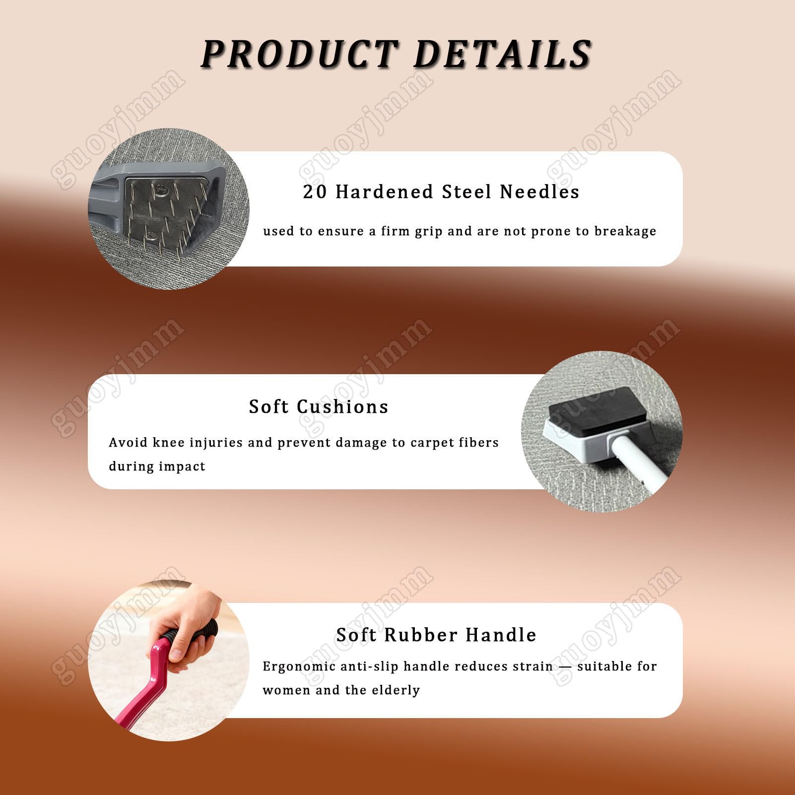 Kit d'outils d'étirement de tapis, outil professionnel d'installation de tapis, design sans genou pour la maison, le bureau, l'hôtel