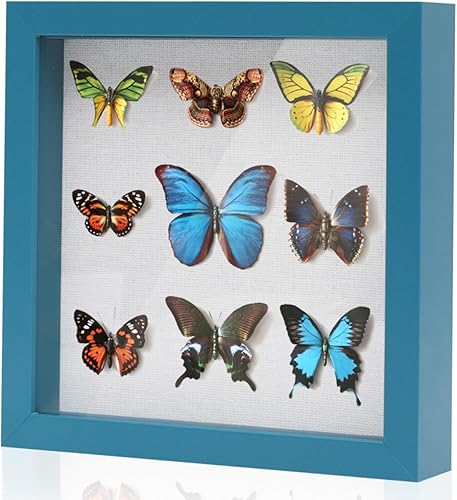 Miniatura 40 de Muzilife - Marco de Sombra con Tablero de Lino, Caja de Exhibición de Madera Profunda y Vidrio, Listo para Colgar, Caja de Recuerdos para Bebé