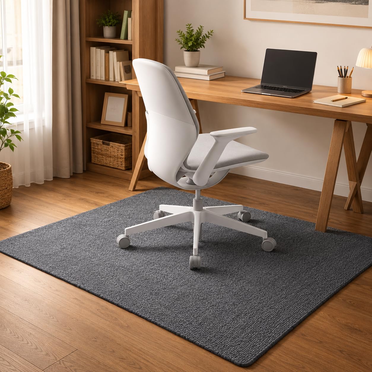 Tapis de chaise de bureau gris foncé antidérapant pour sol en bois