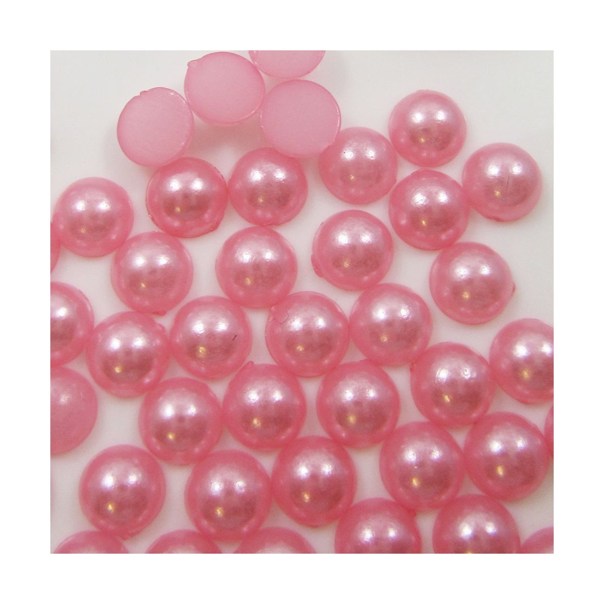 4mm 5mm 6mm Flatback Half Round Glue ON Faux Pearl Stones GEMS 14 Colours (6mm (500 Beads), Light Pink C583)