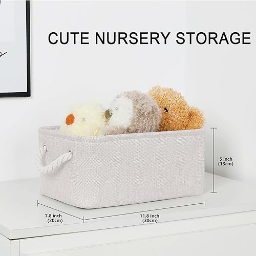 Vista 101 de Bidtakay Canastas pequeñas de almacenamiento de lona con asas [6 unidades] Contenedores de almacenamiento de tela azul marino de 11.8 x 7.8 x 5