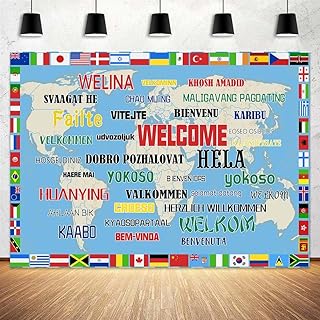 7X5ft International Flag Photo Backdrop Photography Background, Welcome of The World Christmas Backdrops Photo Booth Country Flags Banner Prop Decorations Wall Decor Tablecloth - Buy now