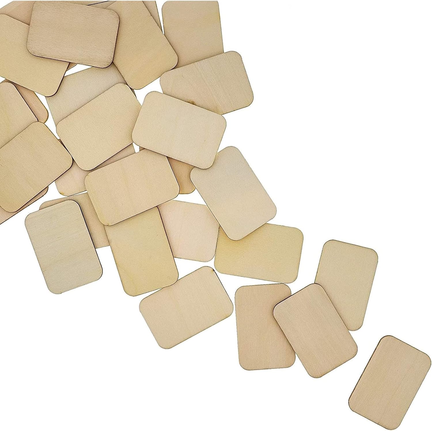 Bright Creations 60 Pack Unfinished Wood Cutouts for Crafts, Rectangle Wooden Slices for DIY Projects (2 x 3 in)