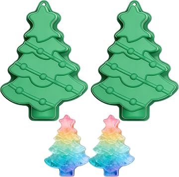 2PCS Large Christmas Tree Silicone Molds for Cake,Large Chocolate Molds