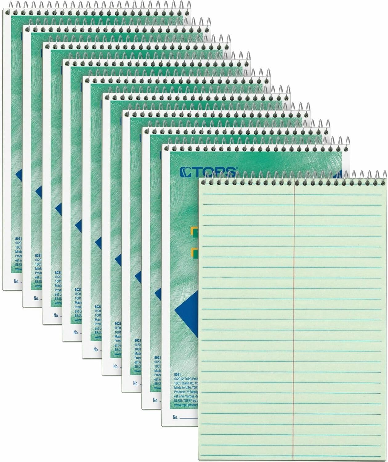 Tops Steno Books, 6" x 9", Gregg Rule, Green Tint Paper