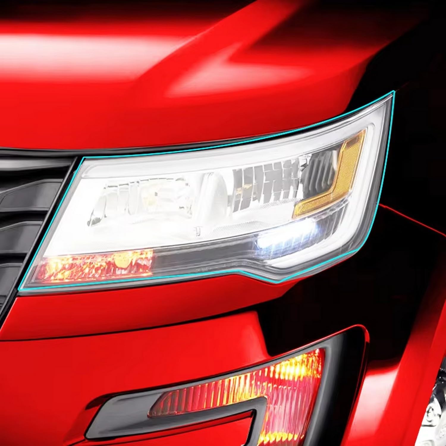 Autocollant en TPU noir transparent pour phare Ford Explorer 2016 2017