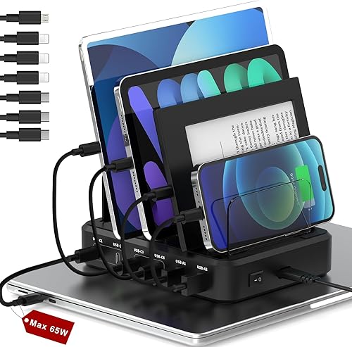 Estación de carga de 120 W para múltiples dispositivos Apple iPhone iPad Airpods, 4C2A (C1C2 65W+C3C4 45W) cargador rápido USB C para portátil
