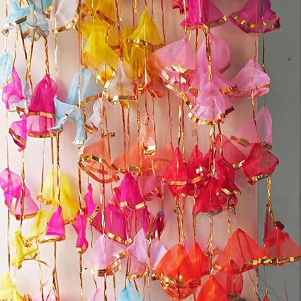 Gilehri Gota Net Hangings for Decoration (10 Pcs) | Mehndi Decoration Items for Marriage | Mehendi Decoration Items | Haldi Mehndi Decoration Items for Marriage | Wedding Decoration Items for Home