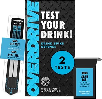 Drink Spiking Test Kit 2.0 Overdrive Defense 2 Pack 99% Accuracy Beverage Safety Test Fast Results in 5 Minutes Easy to Use, Portable Protection Tool, Bar Essential