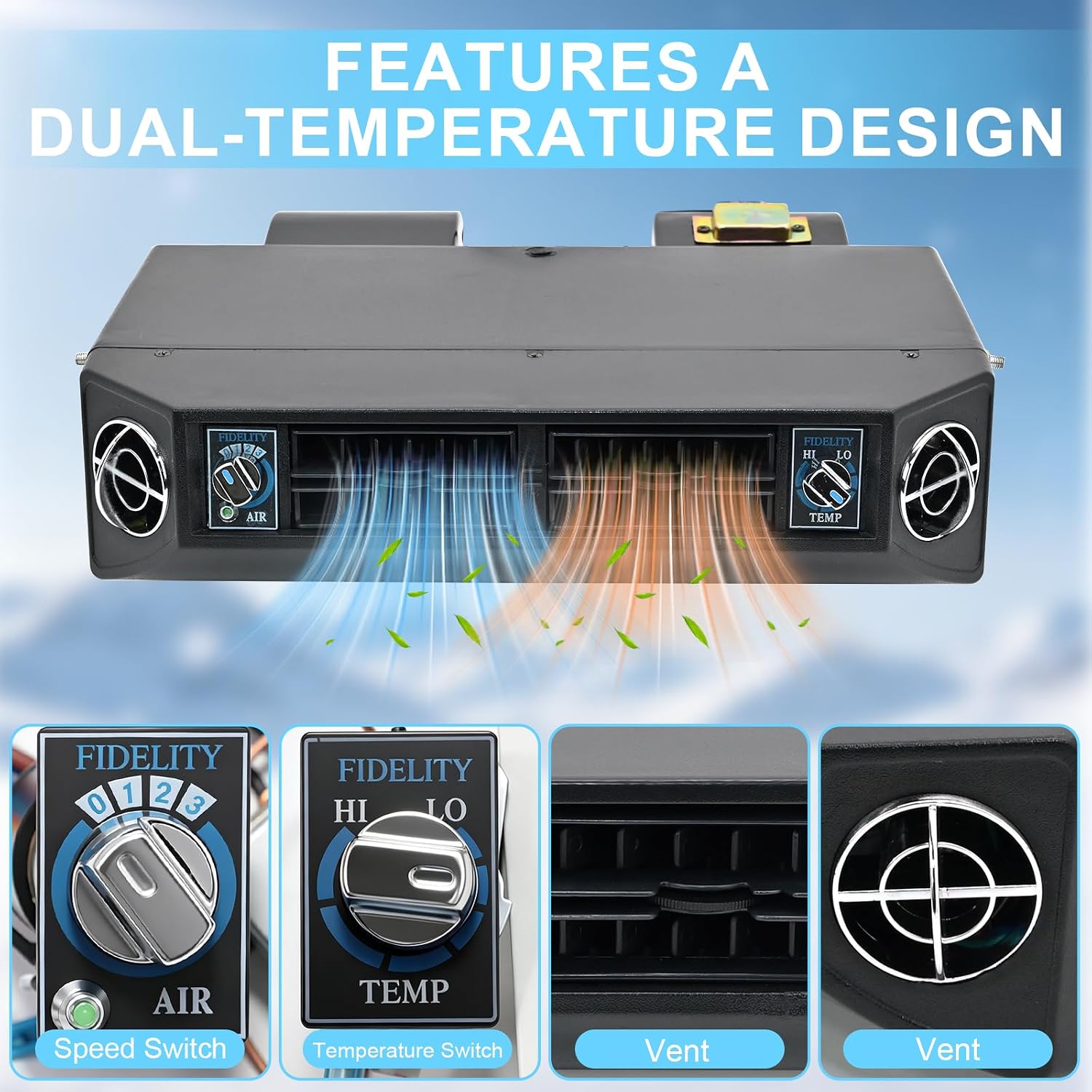 jiaji 12V 13700 BTU Under Dash Air Conditioner with Heating, 12 Volt Electric Air Conditioner for Car, Car Air Conditioner with Evaporator Condenser Compressor for Car RV Van Truck ATV Pickup Tractor image 2