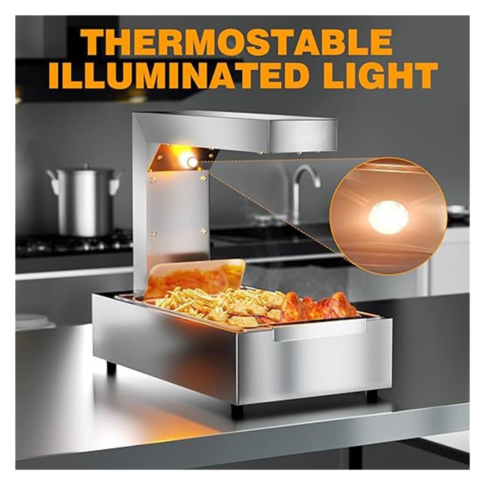 Chauffe-frites Commercial : Lampe Chauffante De Comptoir For Réchauffer Les Aliments – Idéal For Restaurants À Service Rapide Assure Une Chaleur Constante