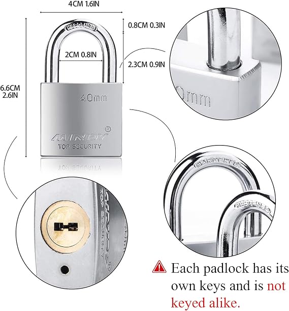 40mm Heavy Duty Lock Warehouse Waterproof Keyed Padlock High Security Padlock with 4 Keys