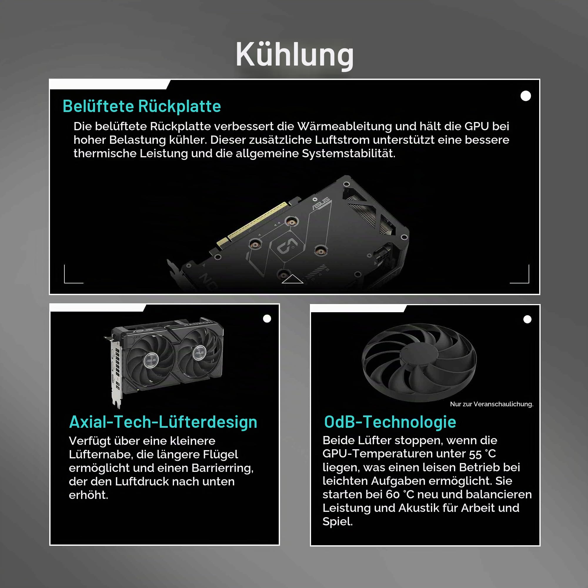ASUS Dual Radeon RX 9060 XT 16GB GDDR6 Grafikkarte (PCIe 5.0, HDMI 2.1b, DisplayPort 2.1a, 2.5-Slot Design, Axial-Tech-Lüfterdesign, 0dB-Technologie und mehr)
