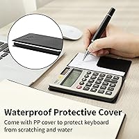 Vista 4 de Calculadora, Calculadoras Básicas de Función Estándar Deli, Calculadora de Oficina de Energía Dual Solar y Batería con Cubierta, Panel de Metal