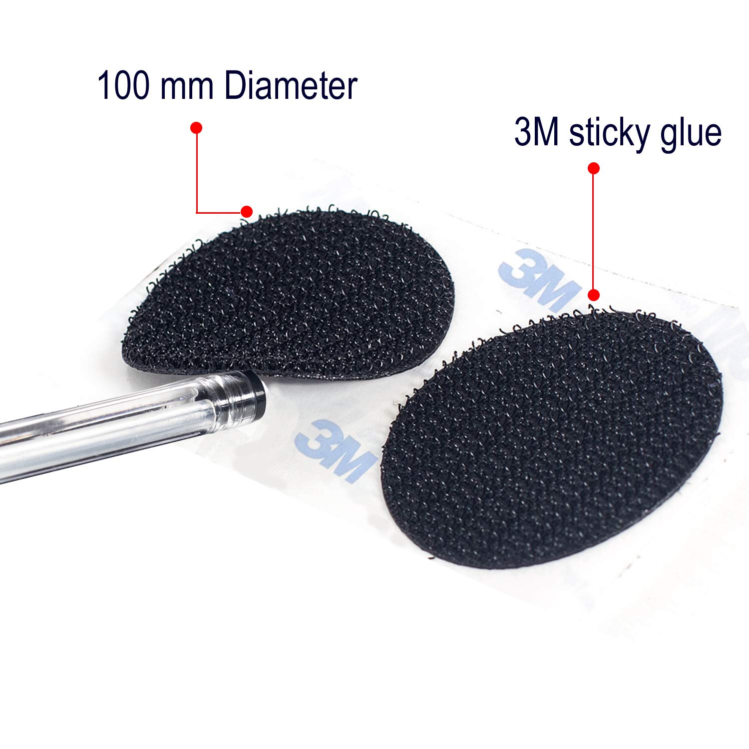 12 pares 100mm Almohadillas Adhesivas Extrafuerte 3M Adhesivo, Redondas de Montaje No Más Clavos, Doble Cara Sólida Ronda Gancho y Bucle Resistentes para Paredes Gafas Metales, Negro KXB5055