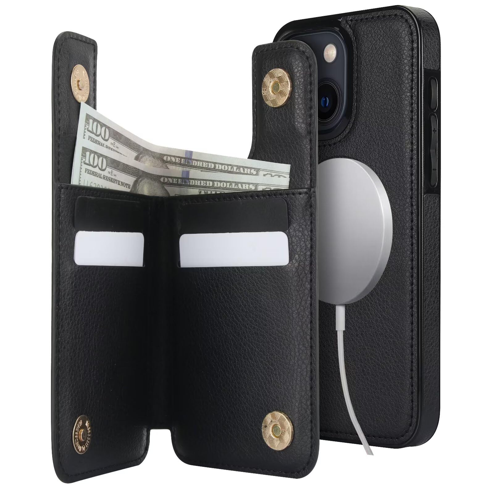 Coque pour iPhone 13 en cuir PU premium détachable et magnétique - 7