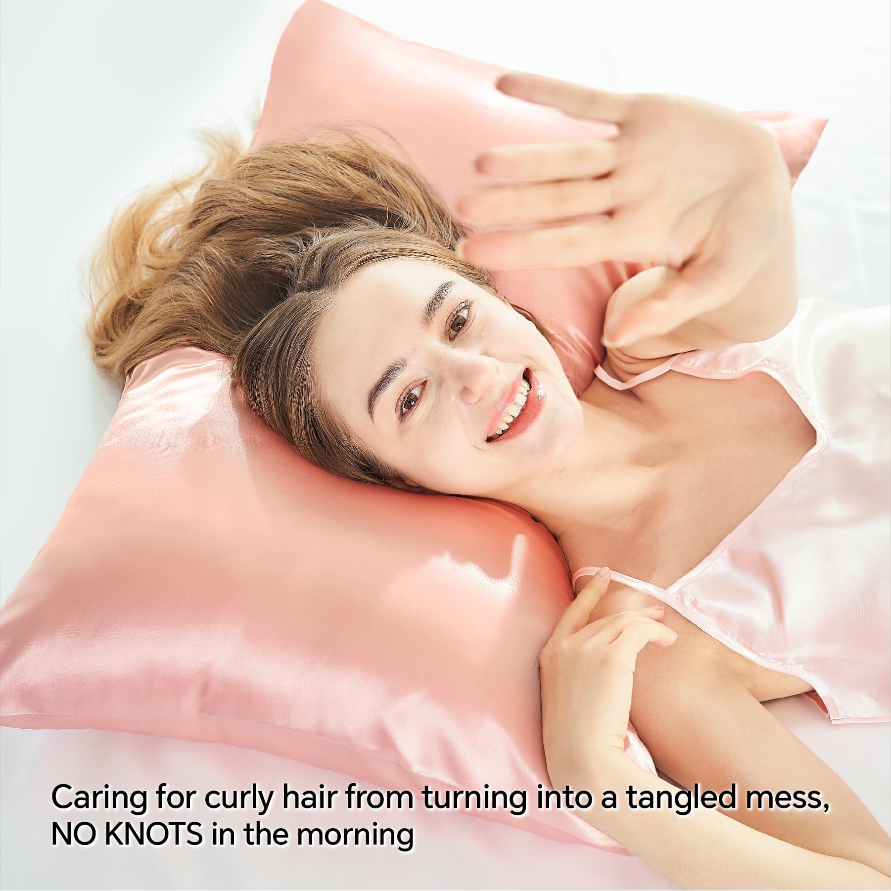 BEDELITE Satin Pillowcase with Zipper 2 Pack, Coral Pillow Cases Standard Size, Super Soft and Cooling Similar to Silk Pillow Cases, Gift for Women Men(20x26 Inches)