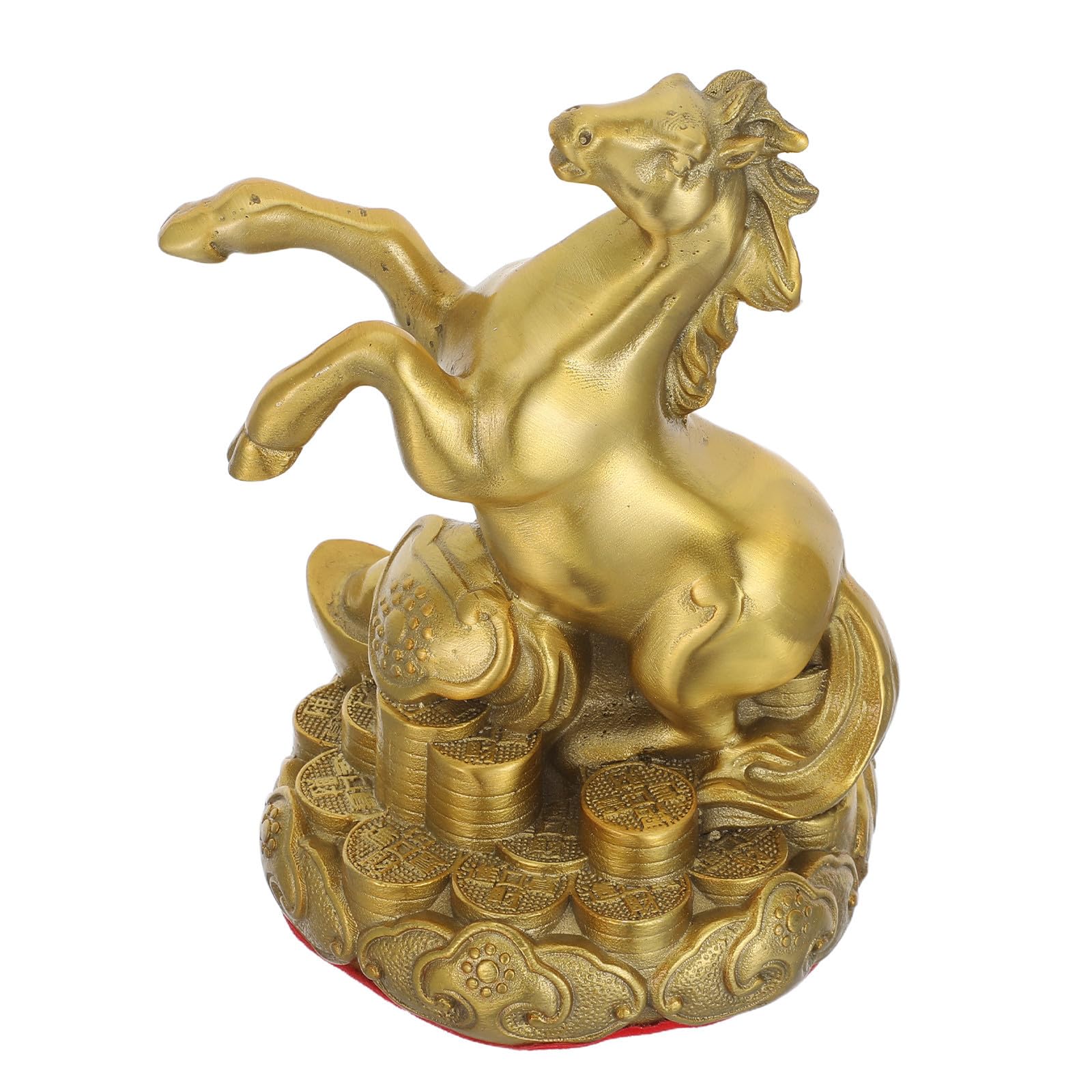 Statuetta Cavallo in Ottone Oro, Decorazione Zodiaco Cinese