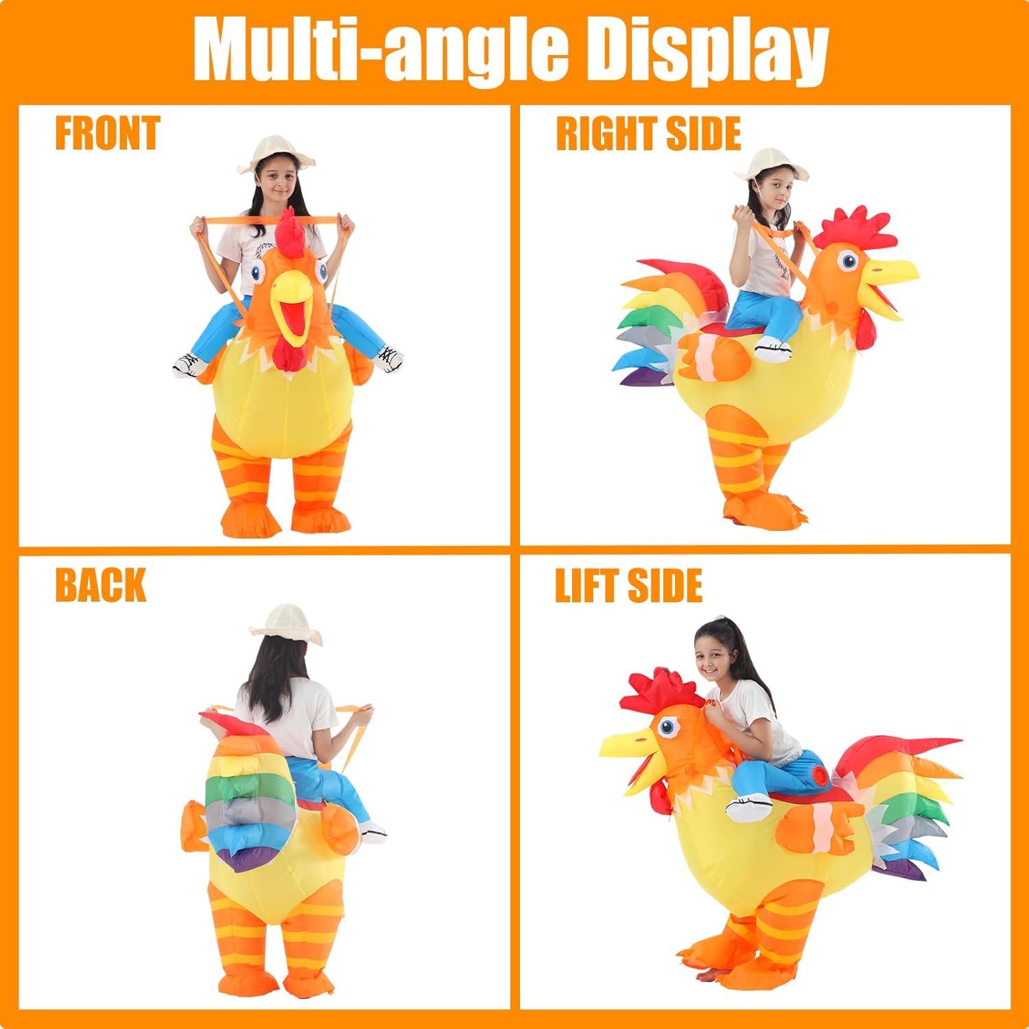Inflatable Chicken Costume, Funny Rooster Costume, Riding Chicken Suit Perfect for Halloween, Carnival, Themed Parties - Image 3