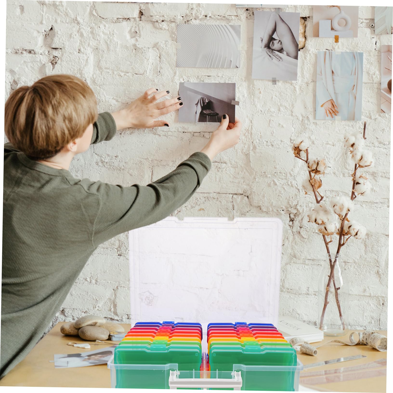 Operitacx 1 Satz Fotoaufbewahrungsbox Fächer Farbige Multifunktionale Kartenorganisierer Tragbare Box für Fotos und Postkarten zur Aufbewahrung und Sortierung