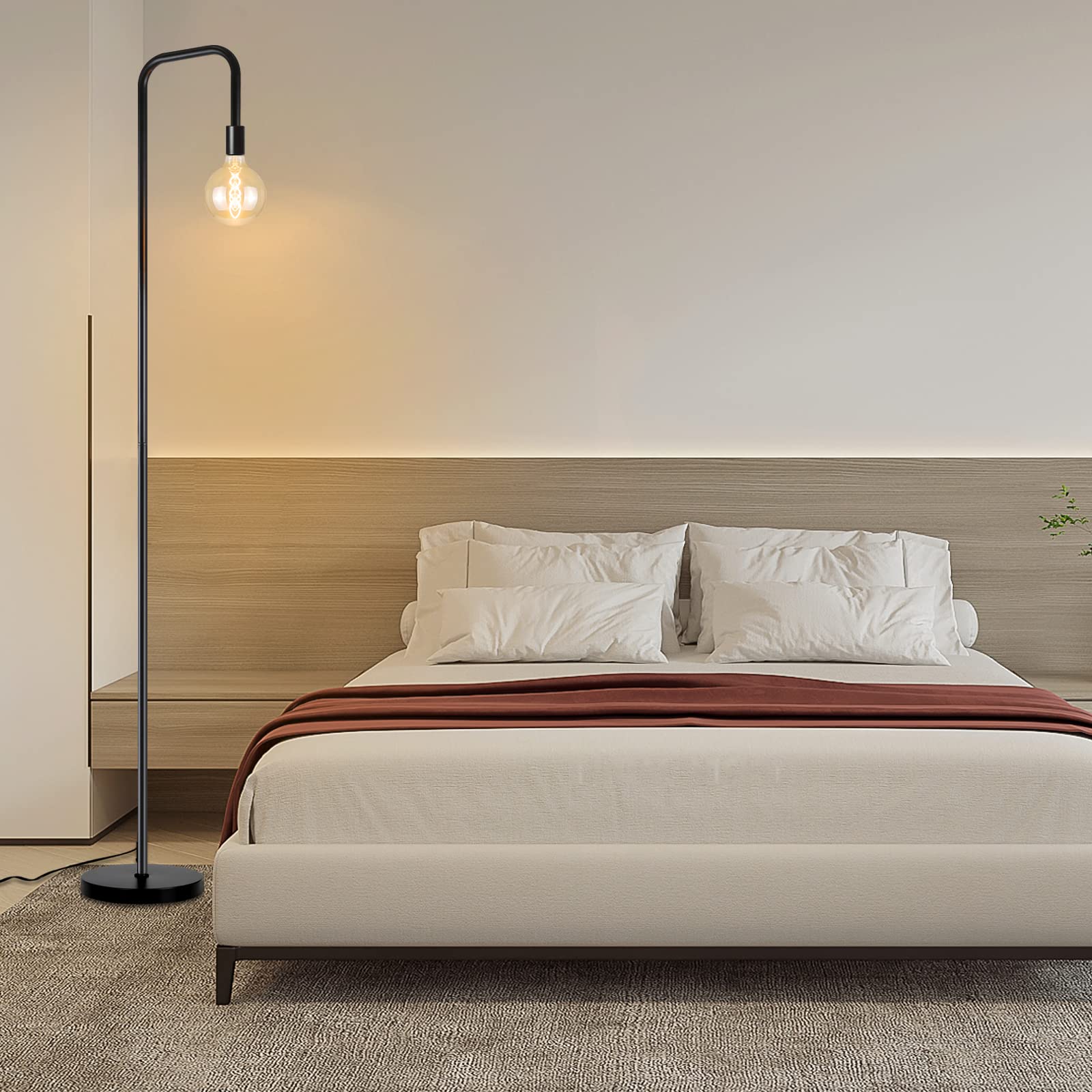 CBJKTX Lampa podłogowa Vintage do salonu - Czarna lampa podłogowa z | włącznikiem nożnym, metalowy design przemysłowy, lampa do salonu, sypialni, biura.