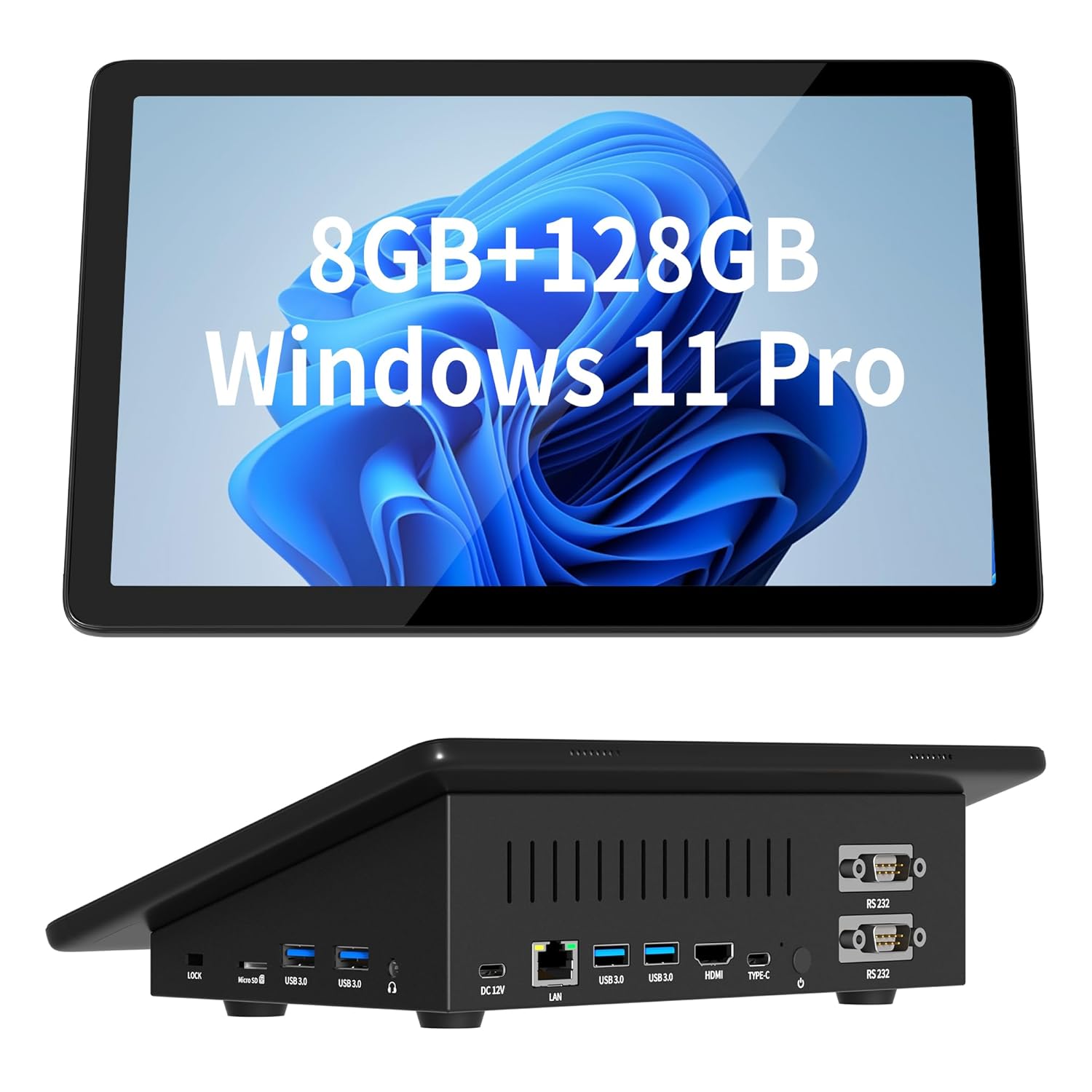 OuOee Mini PC N5095 8GB RAM/128GB ROM 10.1 inch Touchscreen Mini Computer, Dual R232 HDMI, BT 5.2, WiFi 5.0, Type-C, Support Auto Boot Mini Computer PC