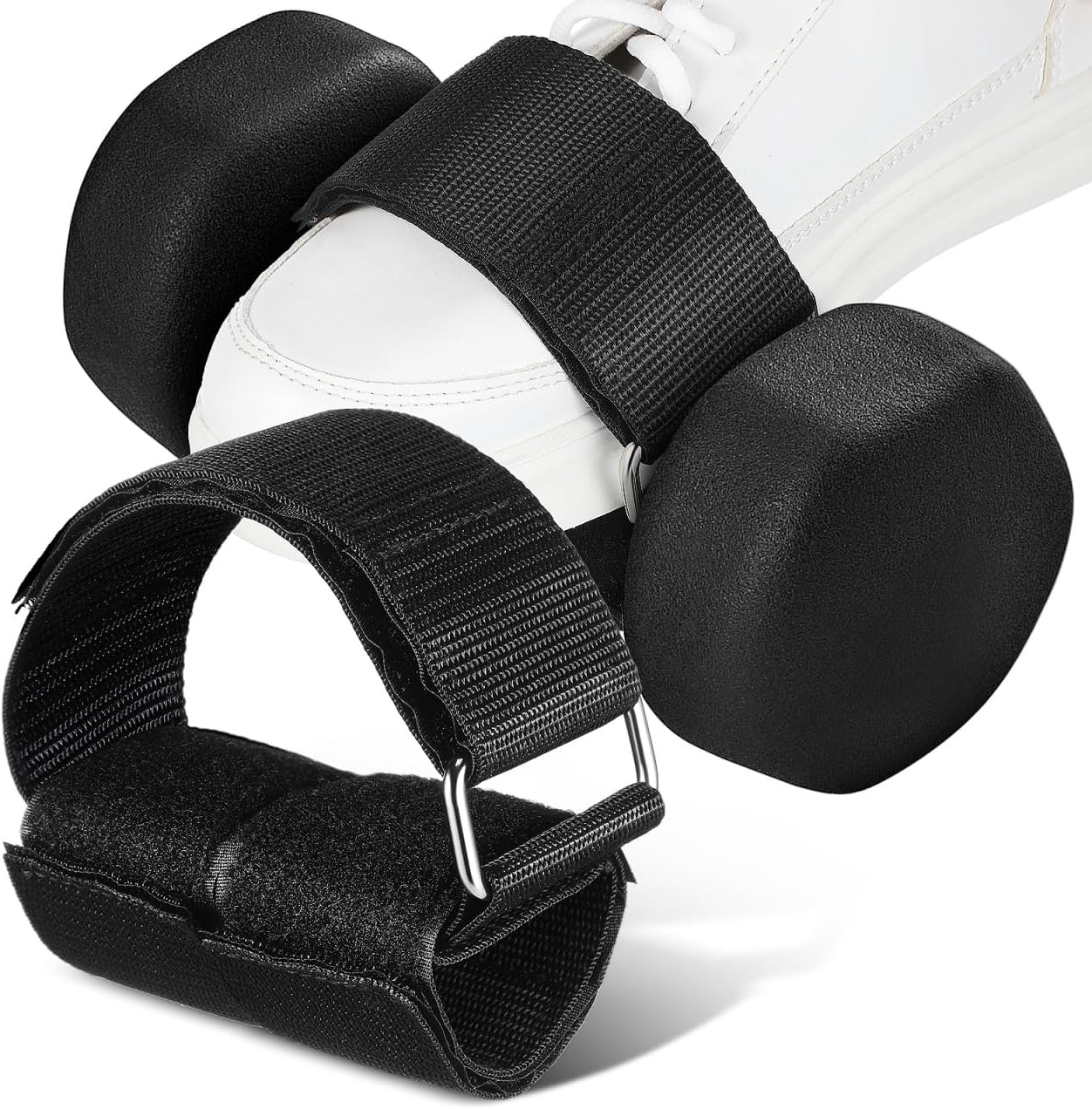 BESPORTBLE Adjustable Ankle Strap for Dumbbell Foot Attachment 2 Pack Workout Straps for Leg Workouts Hamstring Exercises Weight Lifting Home Gym Accessories Unisex