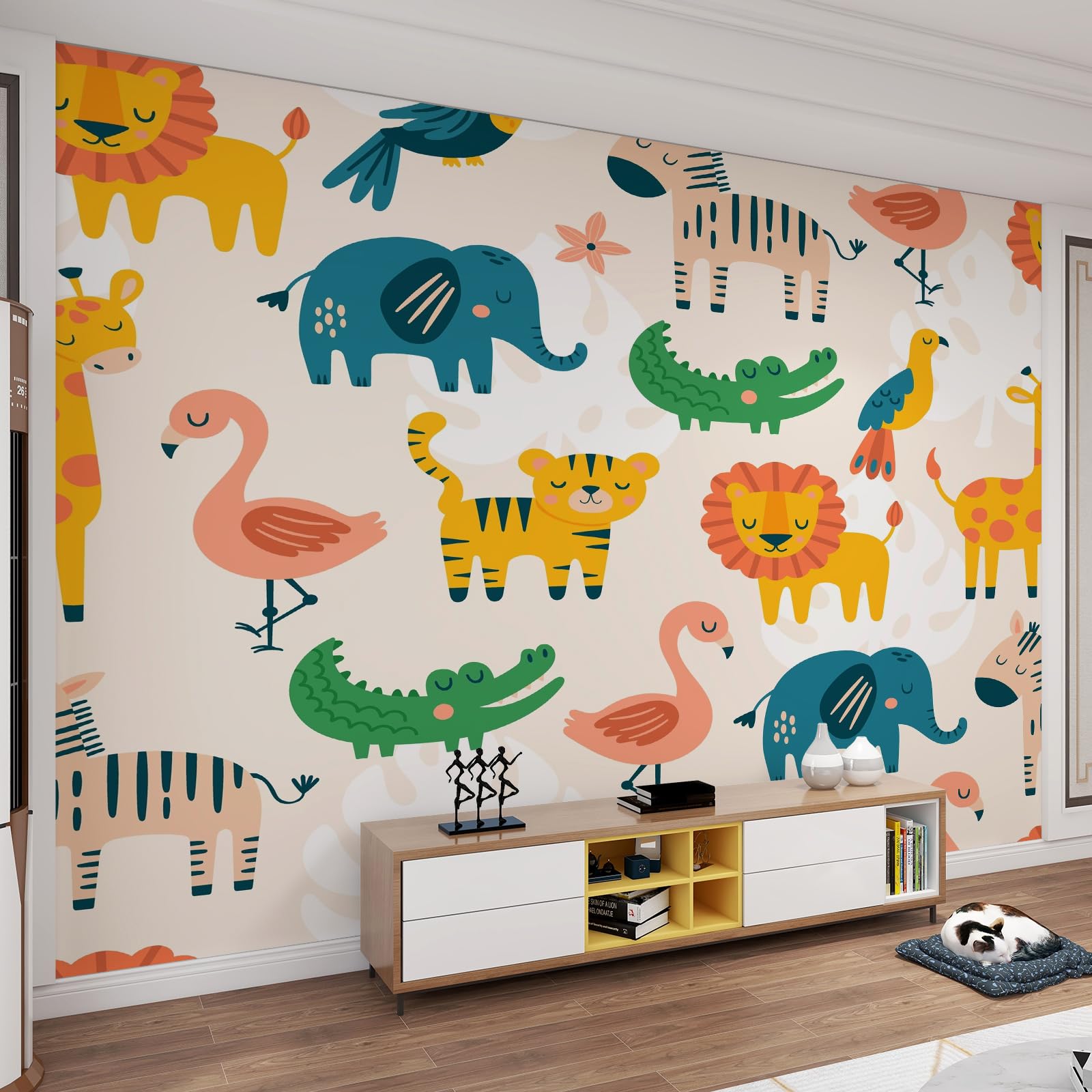 Papier peint mural animaux de la forêt pour pépinière et couloir ludique