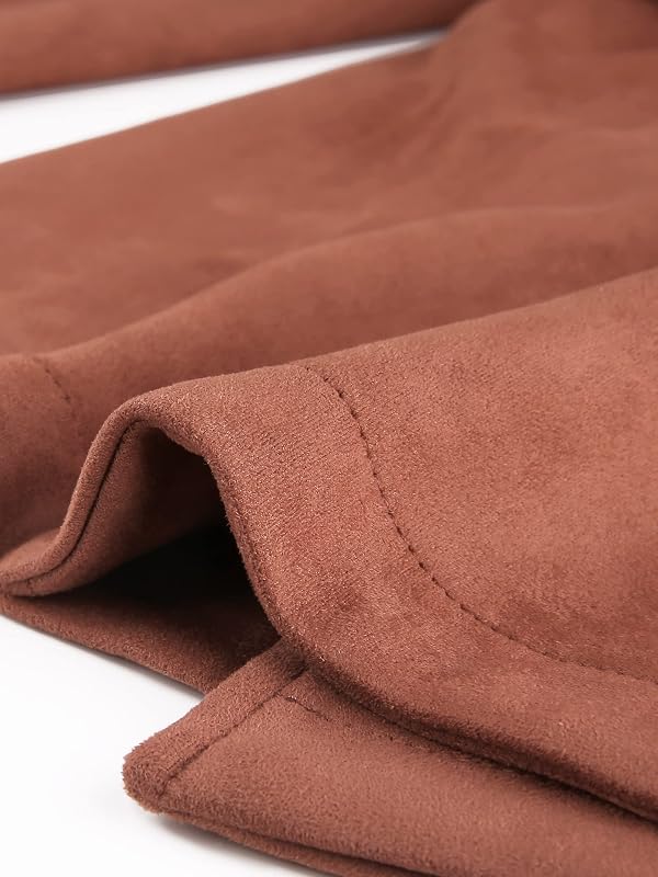 Allegra K Women's Faux Suede Trench Coat Notched Lapel Double Breasted Jacket with Belt X-Small Caramel by Allegra K - Image 9