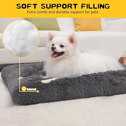 Miniatura 6 de Almohadilla para jaula para perros pequeños, lavable para perros pequeños, alfombrilla antideslizante para jaula de perros, 24 x 18 pulgadas, gris