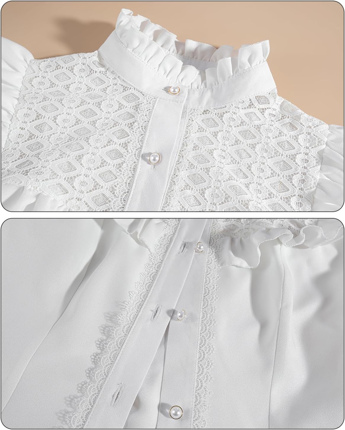 Nuoqi Women Victorian Blouse Vintage Long Sleeve Renaissance Shirt Lotus Ruffle Tops - Image 6