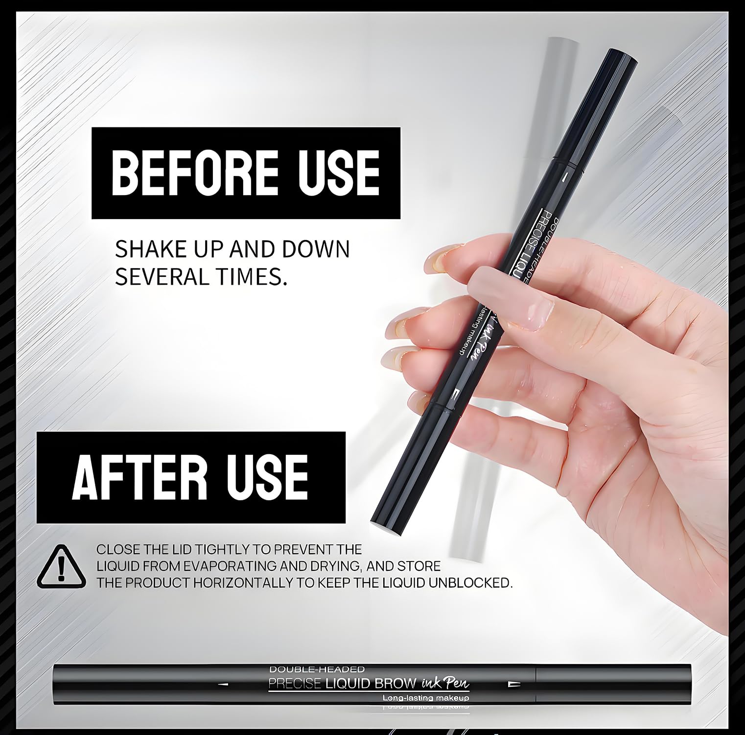 Double-Headed Precise Liquid Brow Ink Pen with Brush and Spoolie - Image 4
