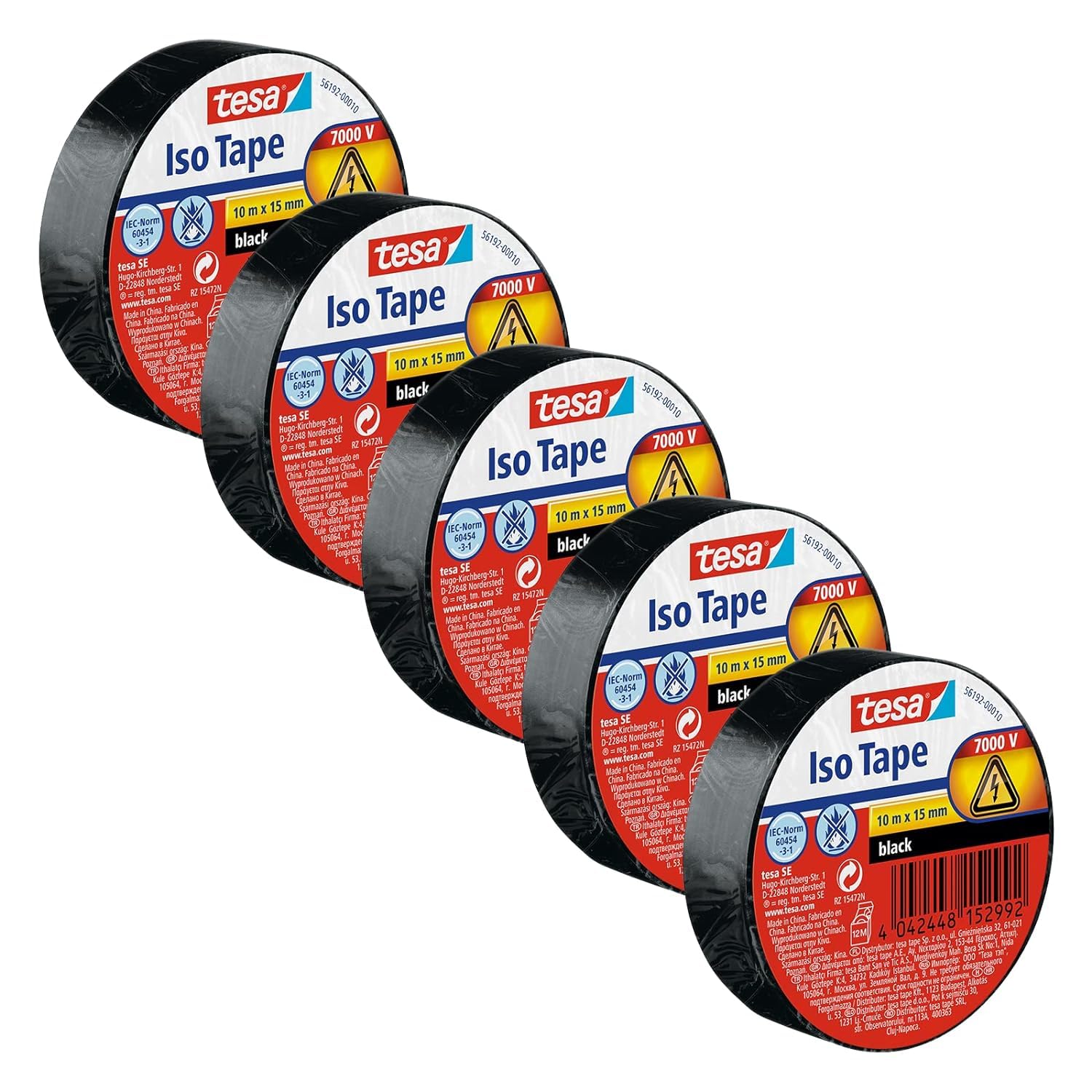 Detector de Humo X-Sense XS01-M ProConnected con estación Base SBS50 y Cinta Aislante tesa en Paquete de 5 - Cinta Aislante autoadhesiva, Resistente al Calor