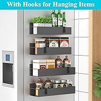 Vista 3 de 4 Pack Magnetic Spice Storage Rack Organizer for Refrigerator and Oven, Dark Gray Fridge Organizers and Storage