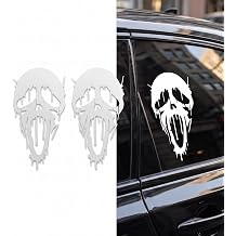2 PCS Ghostface Car Stickers, Vinyl Skeleton Ghost Decals, Horror Car Accessories, Spooky Dripping Pattern Decor for Car Motorcycle Windows