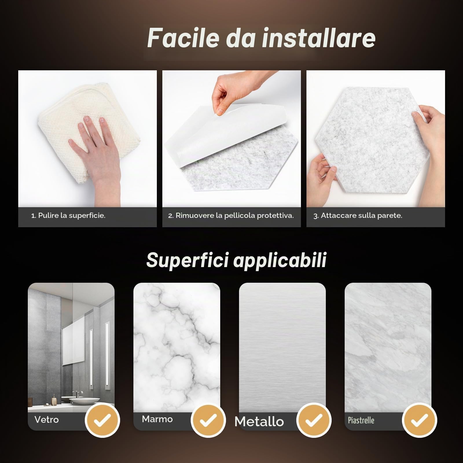 TONOR 36 Pezzi Pannelli Fonoassorbenti Adesivi, 30 X 26 X 1cm Pannelli Acustici Ad Alta Densità, Pannello Fonoassorbente Esagonale, Insonorizzazione Stanza Per Studio, Camera Da Letto, Grigio Chiaro