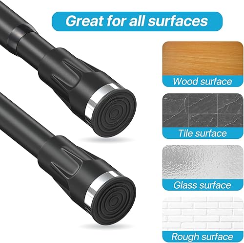 Miniatura 2 de Barra de cortina de ducha, ajustable de 42 a 70 pulgadas, tensión de barra de cortina de ducha, sin taladro, para baño, barra de ducha que nunca se