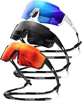 Polarized Sport Sunglasses for Men and Women, Lightweight TR90 Sun Glasses with UV Protection for Cycling Running