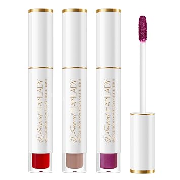 Nude Berry Dark Red Lipstick 3Pc Long Lasting Lipsticks for Women Pigmented Smudgeproof Transferproof Vegan Cruelty Free Lip Color, A61/66/48
