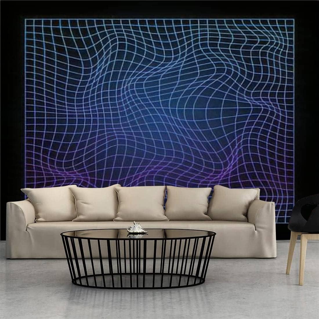 Peel and Stick Wallpaper Distorted neon light grid Glitch Retrowave