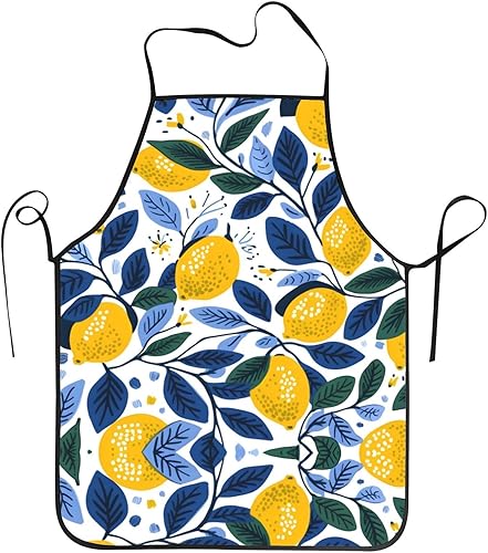 Delantal de limón amarillo impermeable para hombres y mujeres, delantales de cocina con correa ajustable para el cuello para hornear, jardinería,